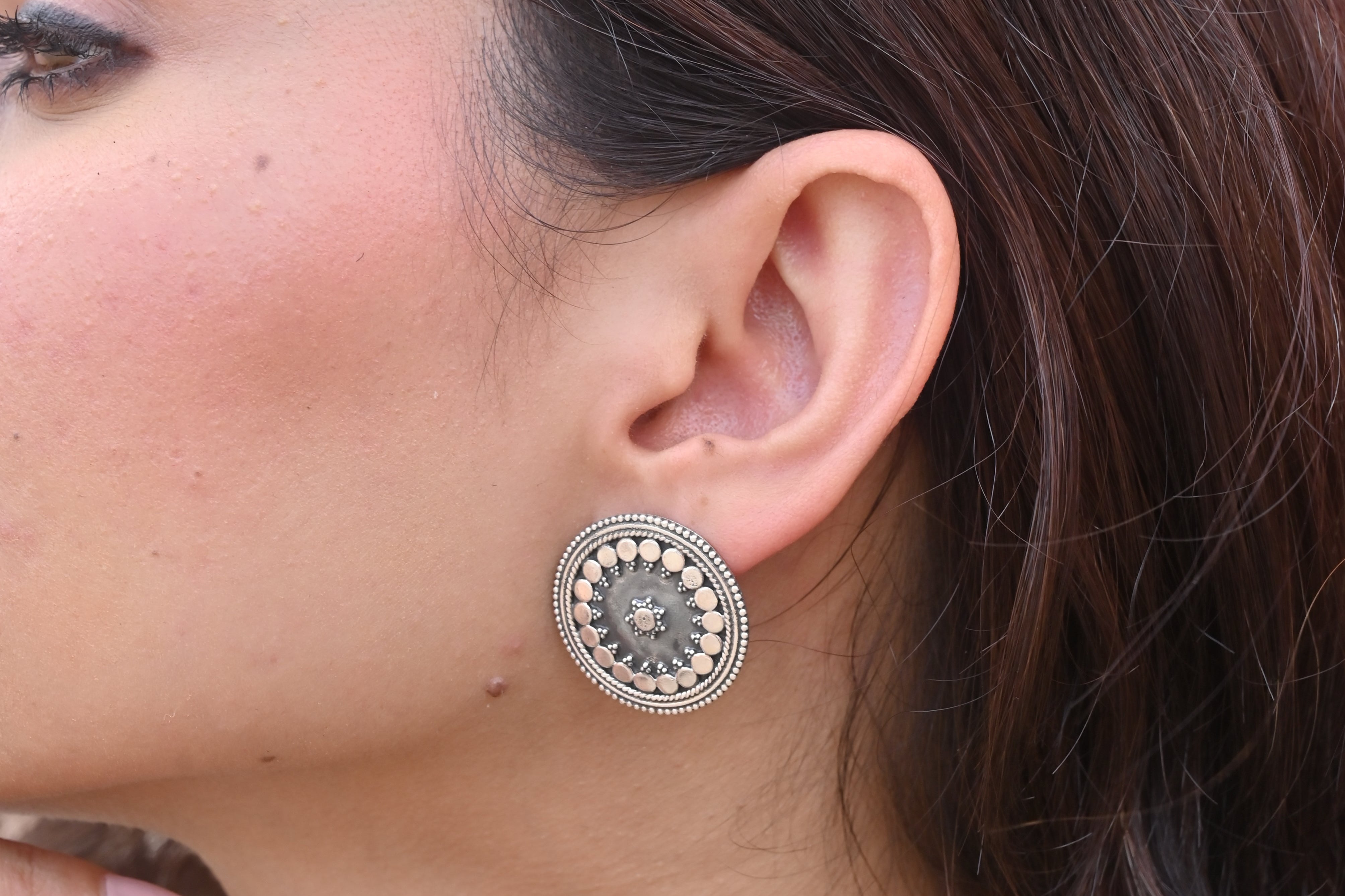 Silver Chandrika Circle Earrings